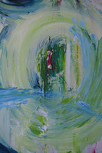 Lade das Bild in den Galerie-Viewer, Abstrakte Malerei auf Leinwand "Circle" - 120x40x1,5cm