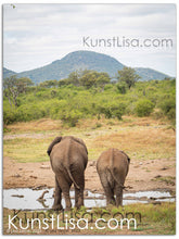 Lade das Bild in den Galerie-Viewer, Tierfotografie "Elefanten am Wasserloch" - Südafrika