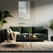 Lade das Bild in den Galerie-Viewer, Größenmodell-Hochformat-verschiedene-Größen-auf-Leinwand-an-Wand-in-gemütlichem-Wohnzimmer