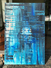 Lade das Bild in den Galerie-Viewer, Abstrakte Malerei auf Leinwand "Blueblocks" - 115x75x1,5cm