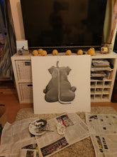 Lade das Bild in den Galerie-Viewer, Reale Malerei auf Leinwand "NCIS Elefant im Raum" - 80x80x1,5cm