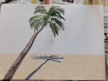 Lade das Bild in den Galerie-Viewer, Reale Malerei auf Leinwand "Palm Beach Maledives" - 70x50x1,5cm