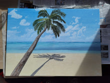 Lade das Bild in den Galerie-Viewer, Reale Malerei auf Leinwand "Palm Beach Maledives" - 70x50x1,5cm