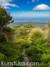 Lade das Bild in den Galerie-Viewer, Ausblick-vom-Vulcan-Berg-Mount-Teranaki-in-die-grüne-Landschaft-auf-Urwald-Felder-und-das-Meer-in-Neuseeland
